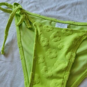 Textured Daisy Side Tie String Bikini Bottom Low Rise Cheeky | Wild Fable